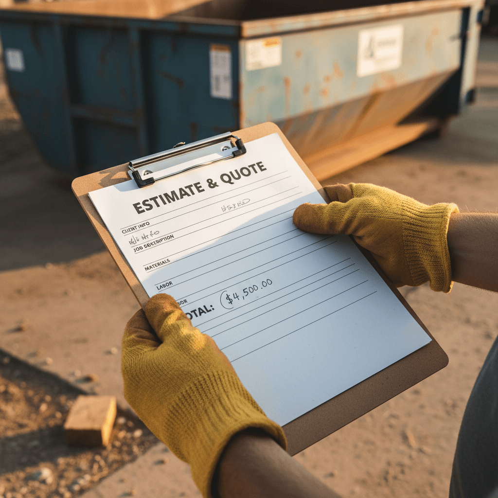 Clear pricing estimate for dumpster rental