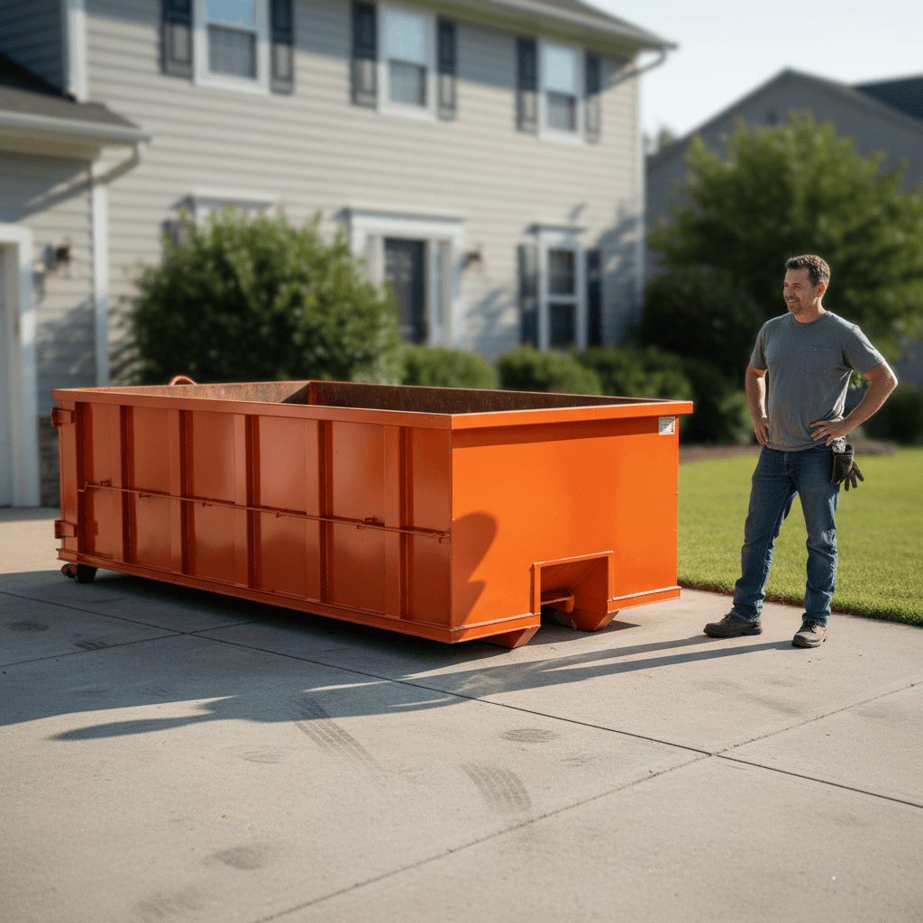 10-yard dumpster in residential setting