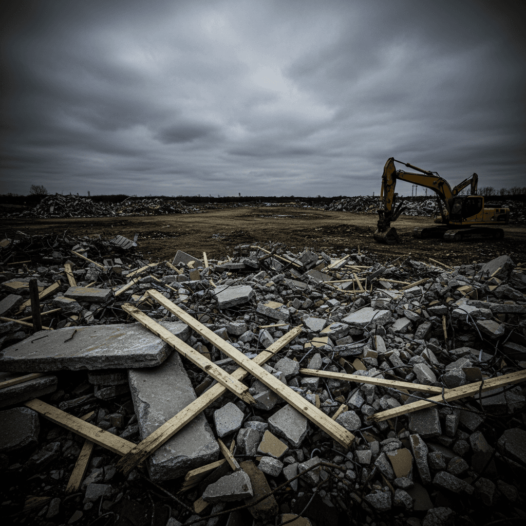 Construction debris pile